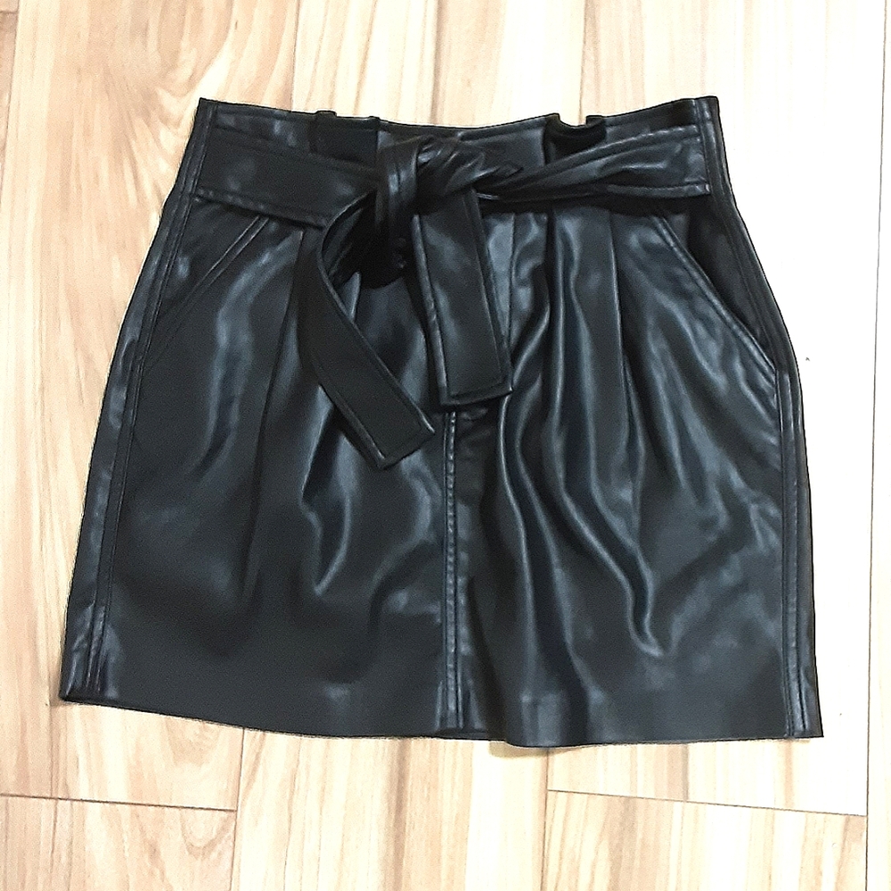 Blank NYC Black Faux Leather Mini Skirt.